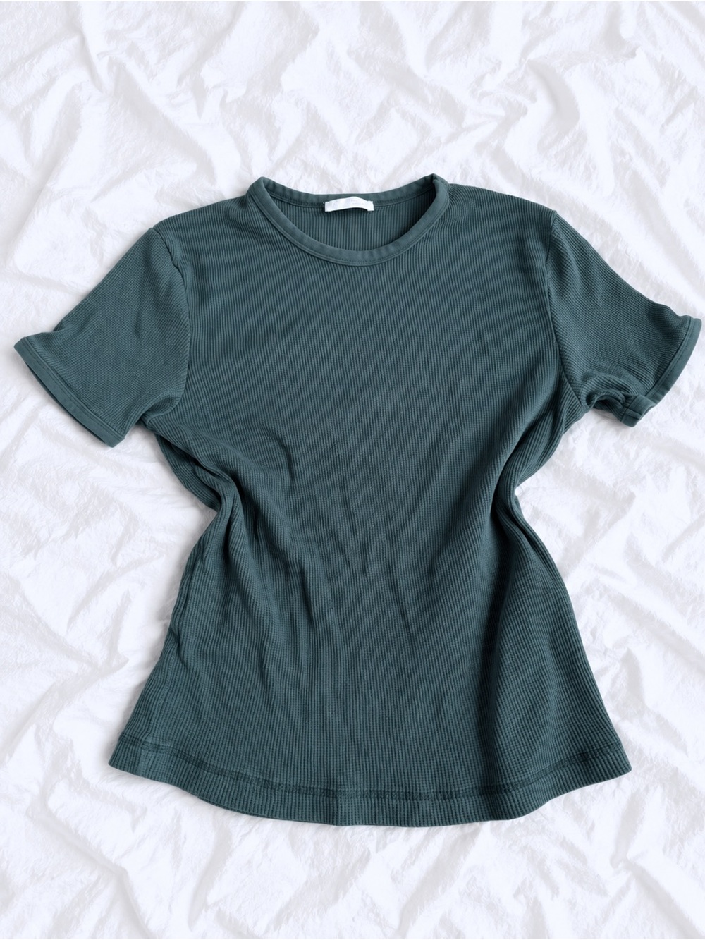 Zara Short Sleeve Ribbed Tee in Deep Teal